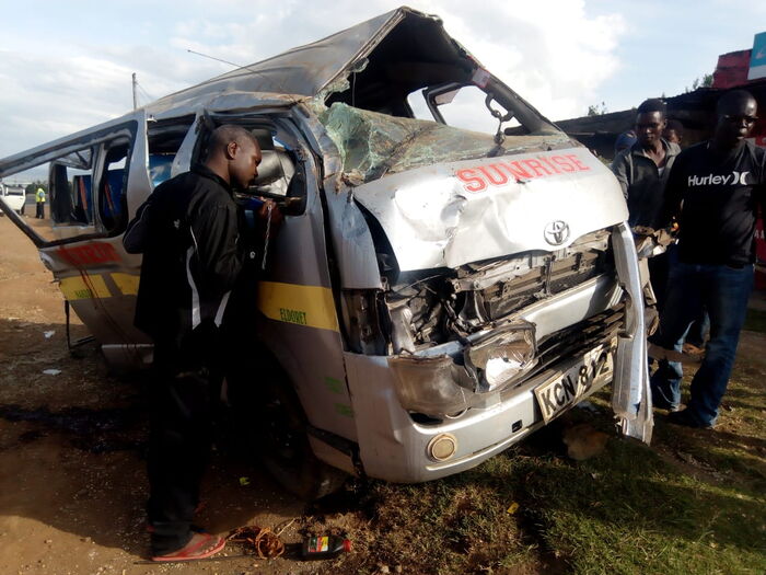 The Nissan matatu that was involved in a grisly road accident on November 18, 2019.