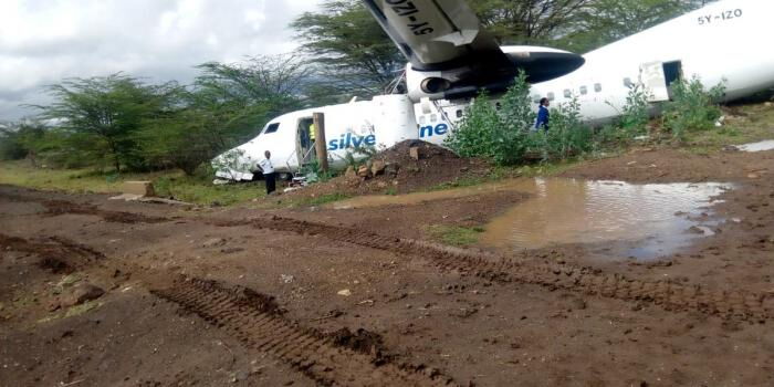 The Silverstone plane Fokker 50, 5Y-1ZO was on its way to Lamu when it crash-landed 2 minutes after takeoff, October 11, 2019.