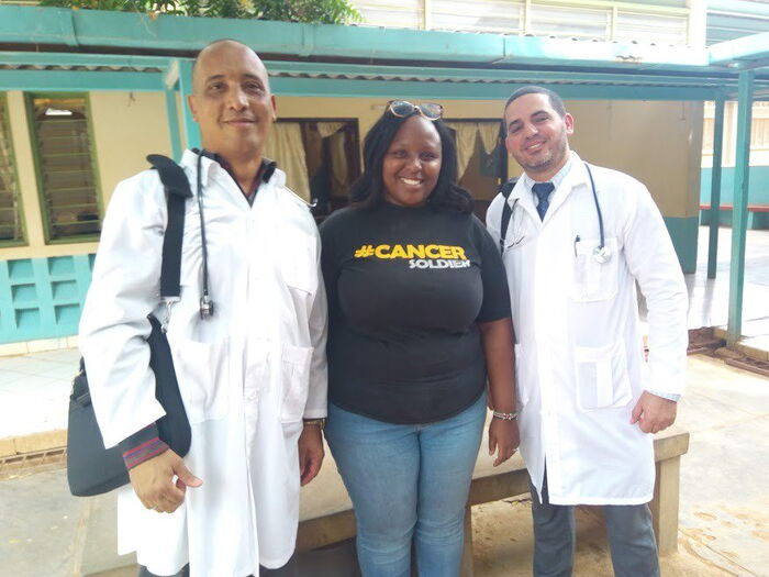 The two Cuban doctors who were reportedly abducted in Mandera town  (in white) on April 12, 2019 and a colleague.