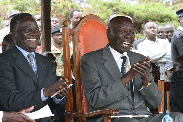 Former President Daniel Toroitich Arap Moi and Former Cabinet Minister Nicholas Kipyator Biwott.