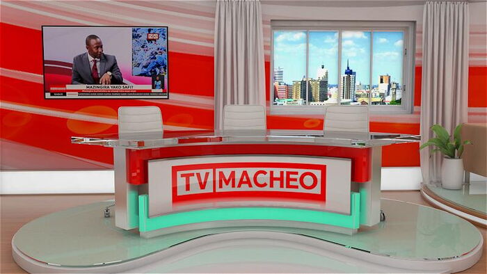 Image of a news set at TV47 studios 