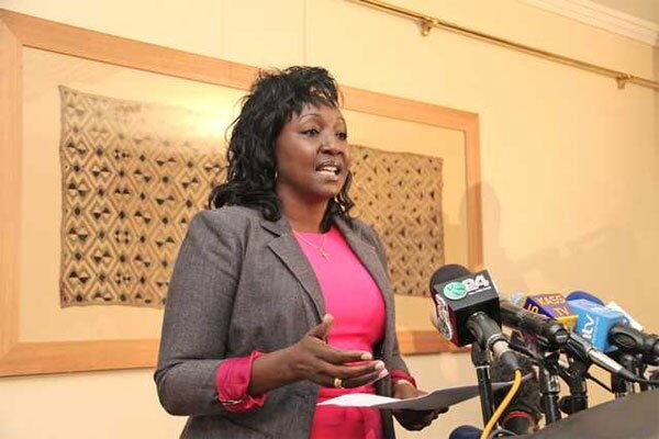 Uasin Gishu Woman Rep Gladys Boss Shollei at a press briefing July 1, 2019.