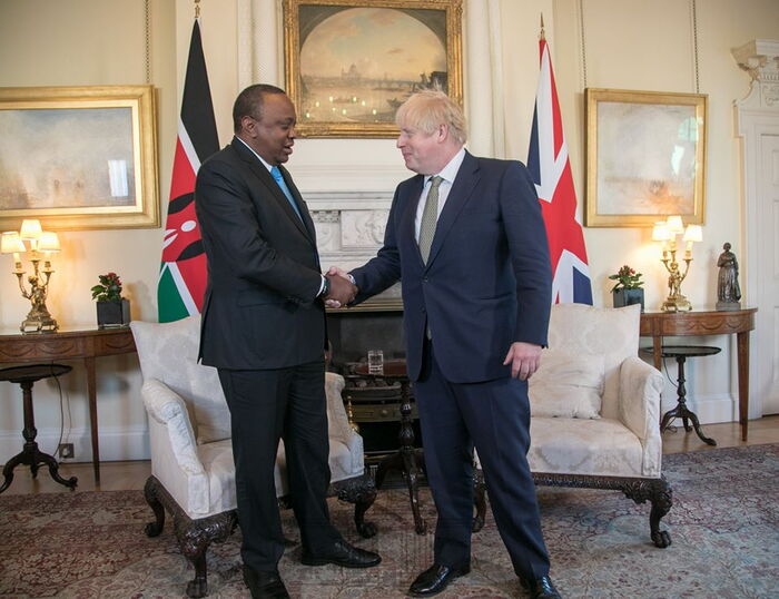 President Uhuru Kenyatta meets British PM Boris Johnson at 10 Downing Street in London on Wednesday, January 22.