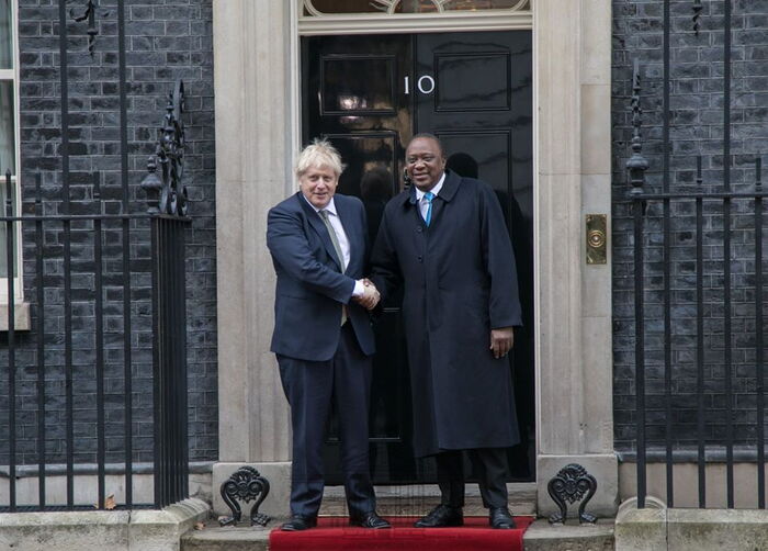 President Uhuru Kenyatta and British Prime Minister Boris Johnson meeting at 10 Downing Street in London, UK on Wednesday, January 22.