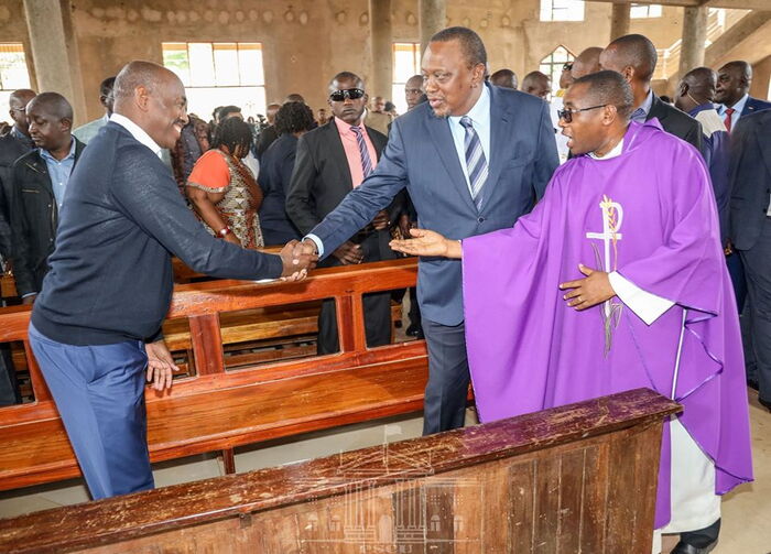 Father Limo introducing President Uhuru Kenyatta to other leaders present at the on Sunday, December 8.