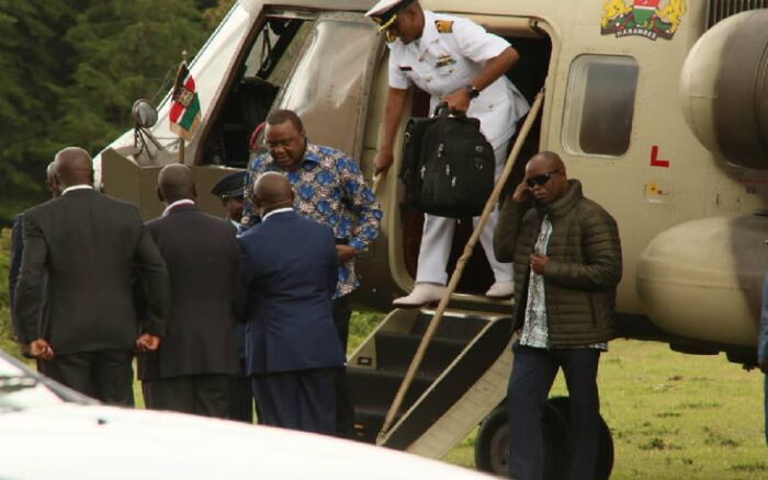 President Uhuru Kenyatta arriving at the Sagana State Lodge in Nyeri county on Friday, Nocember 15.