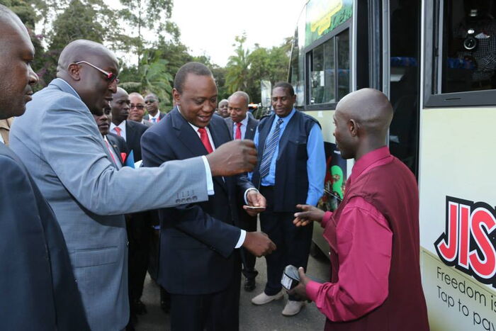 President Uhuru Kenyatta about to board a matatu from State House in November 2019.