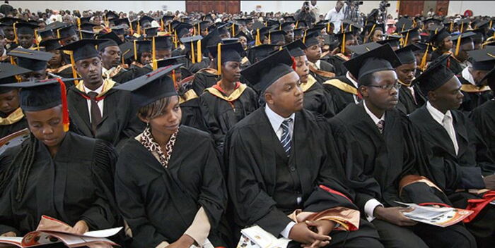 File: Students at a graduation ceremony.