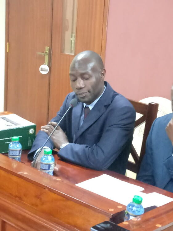 Nairobi County Education Department Accountant Rodgers Mokami before the County Assembly Public Accounts Committee