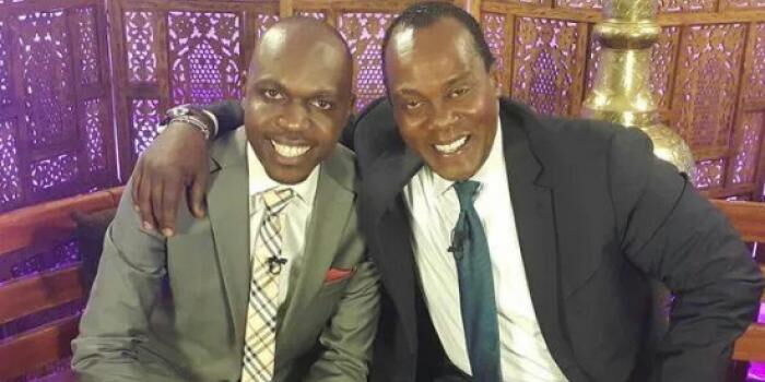 Celebrated news anchors Larry Madowo (left) and Jeff Koinange (right) during a past interview 
