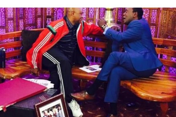 JKLive show host Jeff Koinange and Tony Gachoka in the 2015 interview that led to his ban from future appearances.