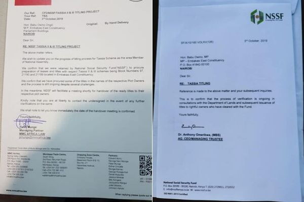 collage of the letters sent to Babu Owino