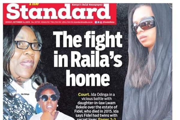 The Standard's top story that was pulled down after a call from Raila Odinga.