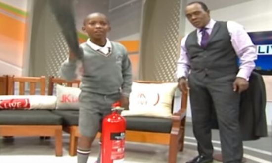 Joseph Ndegwa Ndari unleashes Jeff Koinange's trademark fire extinguisher on November 20.
