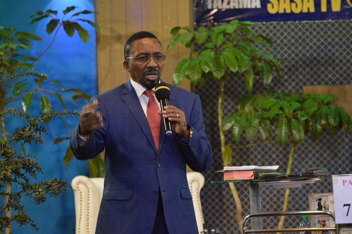 Pastor James Maina Ng'ang'a speaking at his church