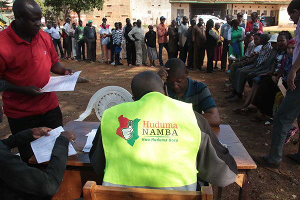 A Huduma Namba officer registering residents in May 2019