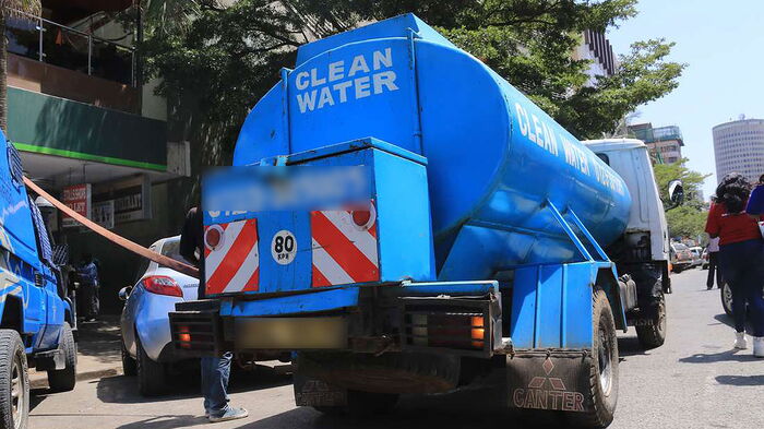 A clean water bowser in the streets on Nairobi.