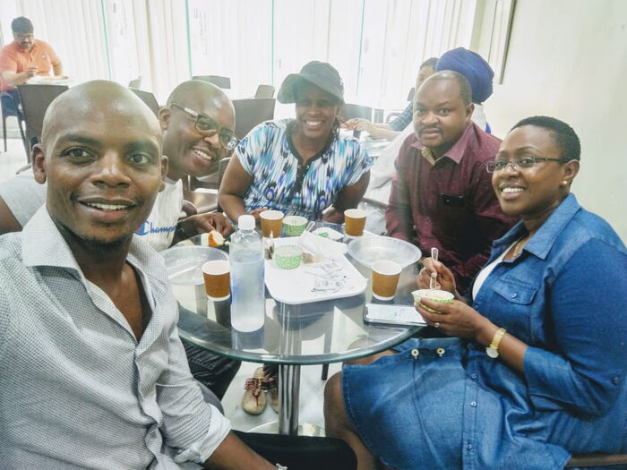 Singer Jimmy Gait takes selfie with MP Sabina Chege and other colleagues in India