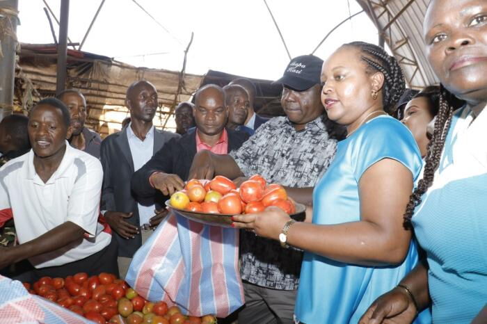 Kirinyaga Governor Anne Waiguru and Interior CS Fred Matiang'i at Kagio Market, Kirinyaga on Friday, November 29, 2019