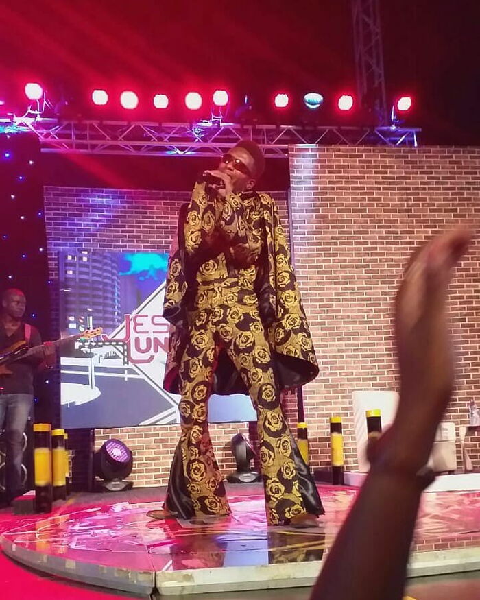 Elvis Nyaruri on stage dressed as his icon Elvis Presley