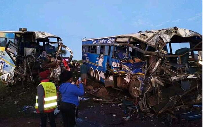 The accident between two modern coast buses 