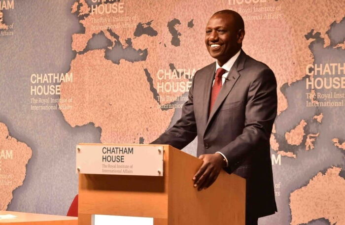 DP Ruto making an address at Chatham House in February, 2019.