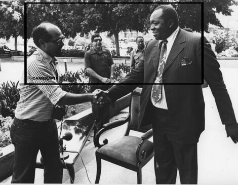 The late Kenyan photojournalist Mo Amin with the late former President of Uganda Idi Amin Dada