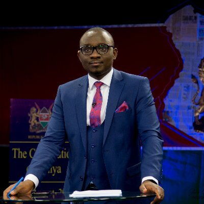 NTV news anchor Daniel Mule posing for a photo inside the station's studio in August 2021.