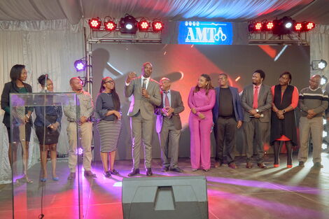 AMTA founder Edgar Meshack Obota (centre) alongside various stakeholders during the media launch held at Kenya Railways headquarters on Tuesday, May 31.
