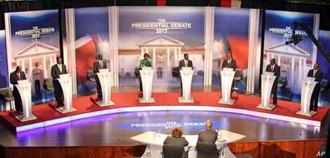 Presidential candidates during the 2013 Presidential election debate. 