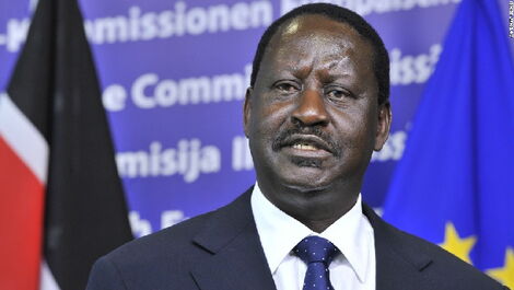 Orange Democratic Movement(ODM) party leader, Raila Amolo Odinga, on March 8, 2012, at the EU Headquarters in Brussels.