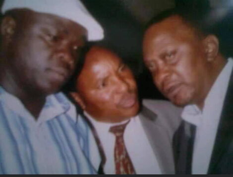 From left: Undated image of Bill Arocho, Former Kiambu Governor Ferdinand Waititu and President Uhuru Kenyatta at a past function.