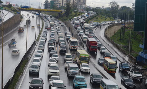 Motorists stranded On a stand still Traffic Jam Towards The CBD Along Busy Thika super Highway in Nairobi on Monday, November 11, 2019.