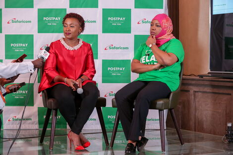 20200303-BOXRAFT-Safaricom Chief Customer Officer Sylvia Mulinge together with Fawzia Ali - Head of Department Digital Product and Services at the launch of Safaricom postpay 