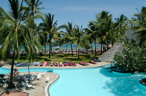 Tourists enjoying at Bamburi Beach