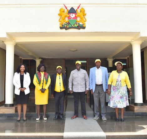 Deputy President William Ruto (centre) meets with Nakuru-based aspirants from the UDA outfit on April 20, 2022, at his Karen residence. 