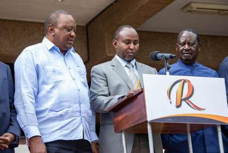  From left to right: President Uhuru Kenyatta, Suna East MP Junet Mohamed and ODM party leader Raila Odinga.