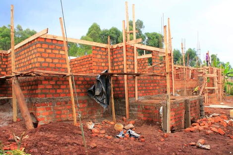 Pictures of a house being built by CS Fred Matiang'i for a widow in Kisii.