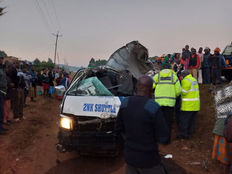 2NK Matatu involved in an accident along Eldoret-Webuye road on Sunday January 2, 2022