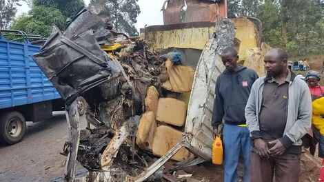 Images of a lorry involved in an accident with Kamiguru School bus on Friday, August 26, 2022.