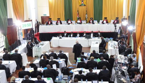 A display of the Supreme court session as hearing of petition continues on August 31, 2022
