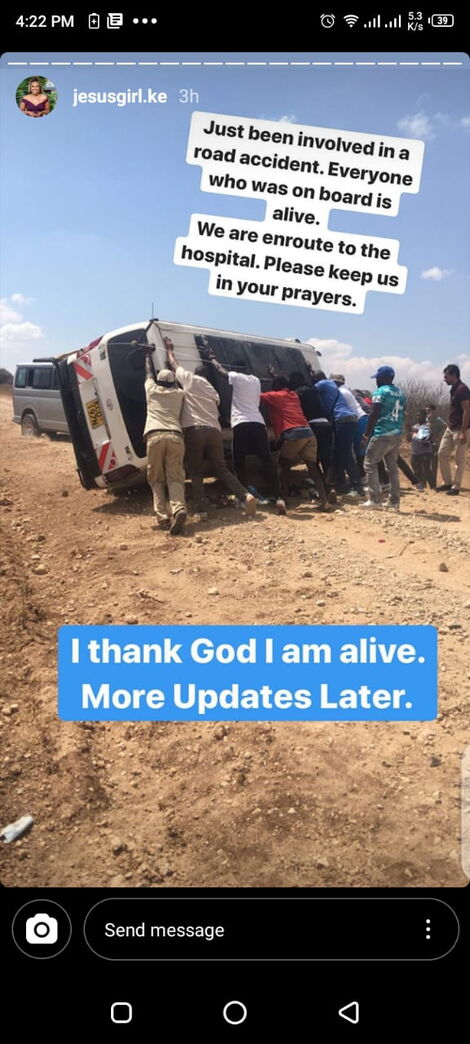 A scene of an accident involving a tour van that was en route to Amboseli National Park 