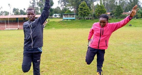 A File Image of Victor Kimutai Training With a Fellow Athlete in 2021.