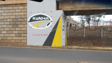 A Kenya National Highways Authority (KeNHA) sign on a highway.