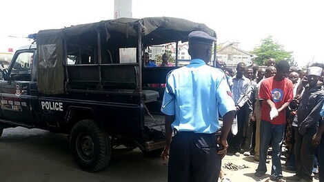 A Kenyan Police Officer pictured at a crime scene.