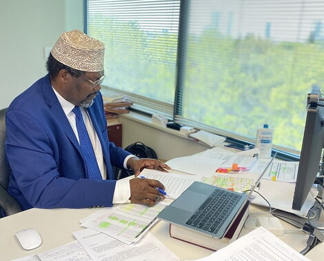 An undated photo of Miguna Miguna in His Office in Canada.