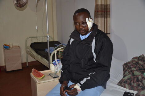 A Police Officer Shot on His Left Cheek Recuperating at Sipili Nursing Home, Laikipia.