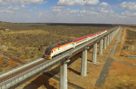 A Standard Gauge Railway (SGR) train while in transit.