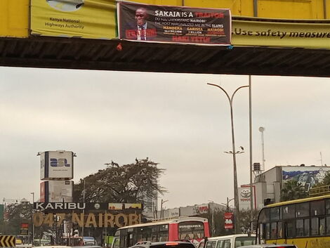 A banner claiming Sakaja is a traitor along Mombasa Road in Nairobi on Monday, August 3, 2020.