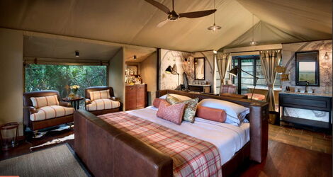 A bedroom at andBeyond Bateleur Camp.